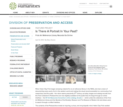 screenshot of the Magazine of the National Endowment for the Humanities site