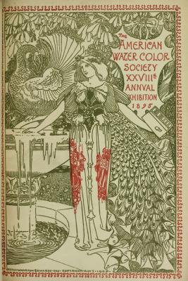 cover of The American Water Color Society, circa 1895, depicting green detailed drawing of woman