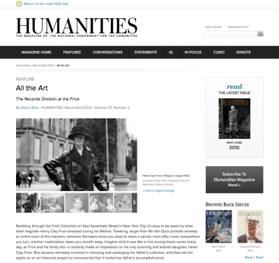 screenshot of the Magazine of the National Endowment for the Humanities site