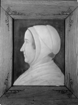 photo of pastel drawing of portrait of 18th century women in profile