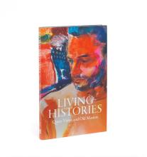 A book cover featuring a painted portrait of a man's face with the text "Living Histories: Queer Views and Old Masters"