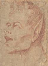 red sketch of head of satyr 