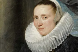 portrait of a woman with white collar and black dress