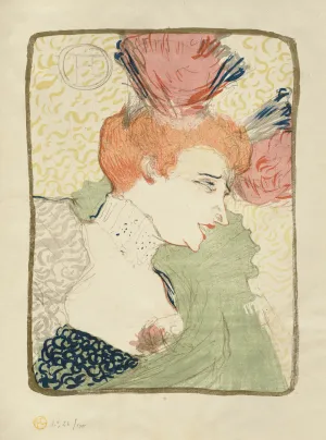 Color print of woman in profile with hair ornaments
