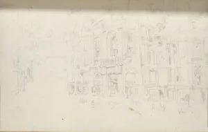 detailed sketch of "row" housing on river