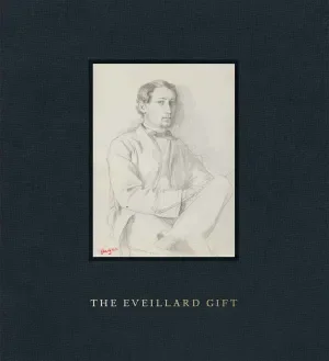 book cover entitled the Eveillard Gift, with sketch of seated man with crossed legs