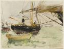 watercolor of boats in water